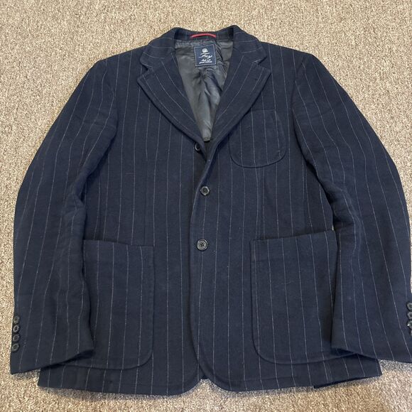 FAY Heavy Cotton 3 Button Blazer Jacket IT Blue - Made in Italy - Pinstripe - Picture 1 of 11